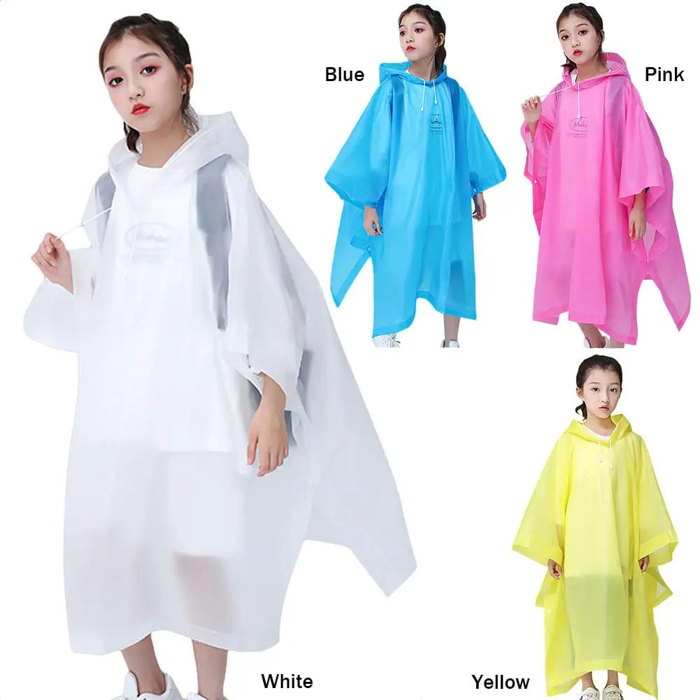 Kids EVA Rain Poncho with Drawstring Hood Kids Rainwear Rain Coats
