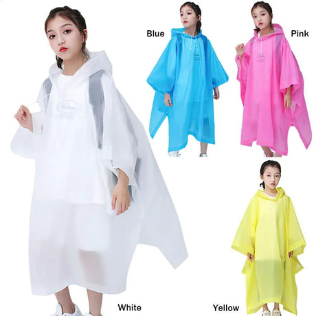 Kids EVA Rain Poncho with Drawstring Hood Kids Rainwear Rain Coats