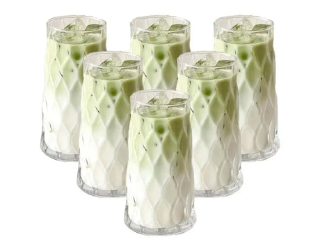 Diamond Rhombus Glass Cups, Set of 6 Glassware & Drinkware Drinkware Sets
