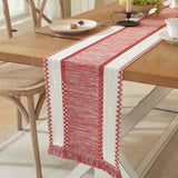Nordic Boho Striped Table Runner with Tassels Table Runners & Linens Table Runners