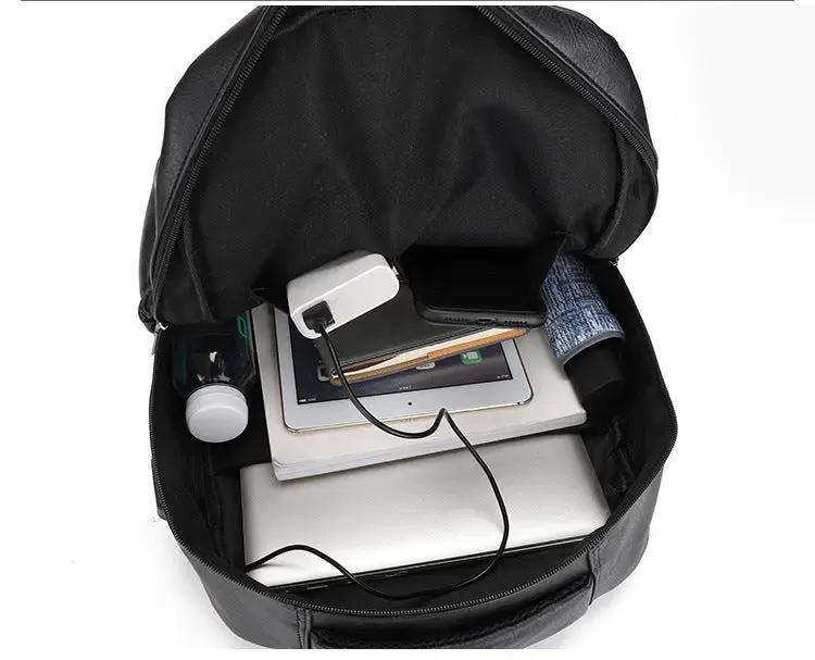 PU Leather USB Charging Backpack, Large Capacity Bags & Backpacks Laptop Backpacks