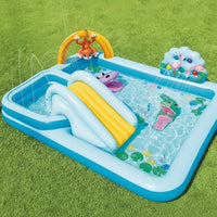 Splash Park Inflatable Play Pool with Slide & Water Sprayer Kids Outdoor Play Water Play Equipment