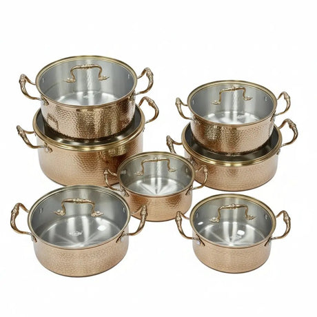 10PCS Triply Stainless Steel Hammered Cookware Set Cookware Cookware Sets