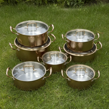 10PCS Triply Stainless Steel Hammered Cookware Set Cookware Cookware Sets