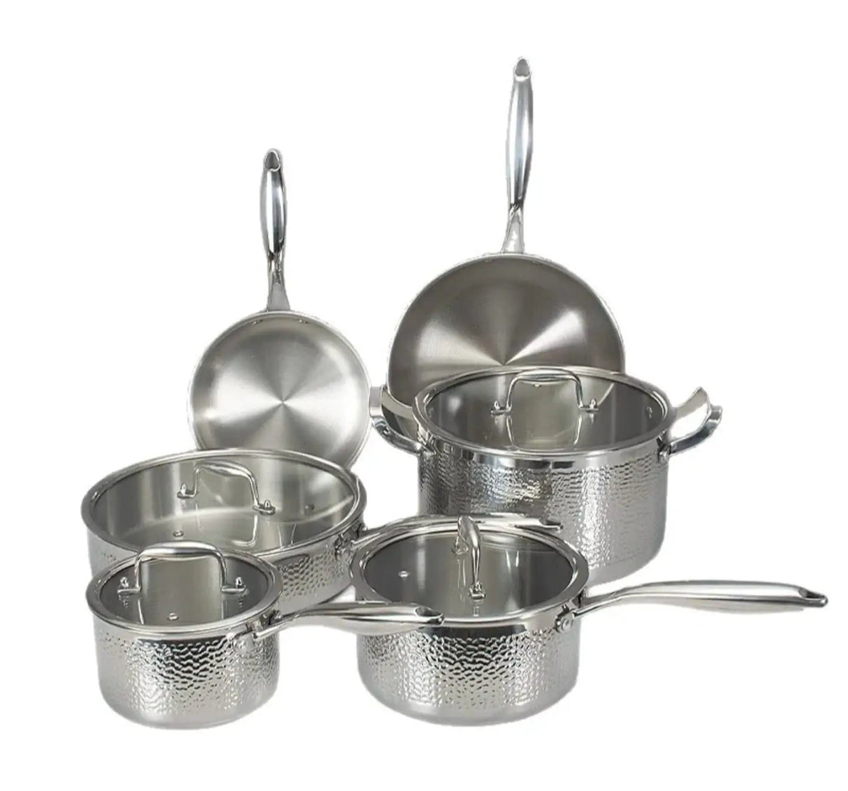 10 Piece Triply Stainless Steel Hammered Cookware Set Cookware Cookware Sets