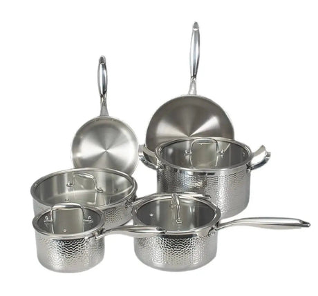 10 Piece Triply Stainless Steel Hammered Cookware Set Cookware Cookware Sets