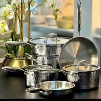 10 Piece Triply Stainless Steel Hammered Cookware Set Cookware Cookware Sets