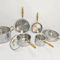 Triple-Ply S/S Hammered Stainless Steel Cookware Set – 10pcs Cookware Cookware Sets