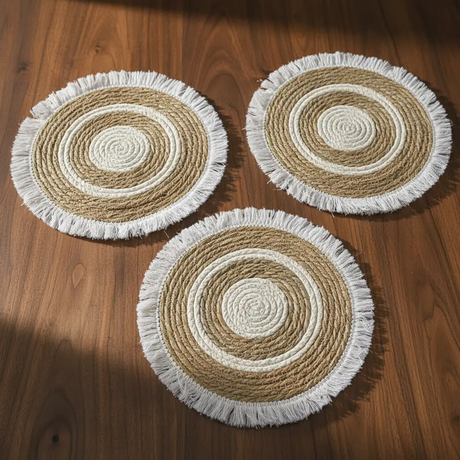 Modern Woven Rattan Placemats – Set of 6, 35cm Table Decor Placemats