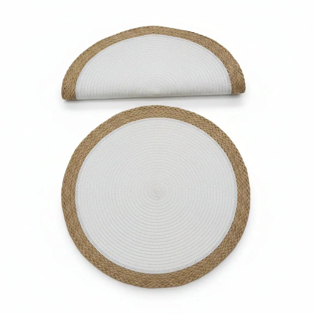 Round Braided Table Mats – Set of 6, 38cm Table Decor Placemats