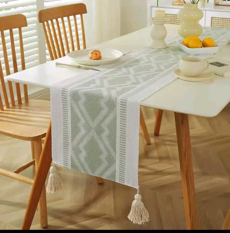Cotton Linen Table Runner with Tassels – 35x300cm Table Linen & Runners Table Runners