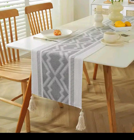 Cotton Linen Table Runner with Tassels – 35x300cm Table Linen & Runners Table Runners