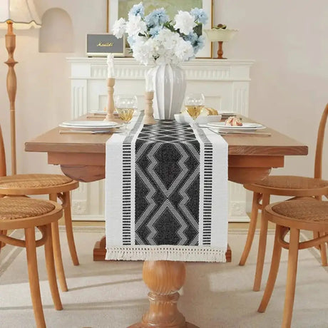 Cotton Linen Table Runner with Tassels – 35x300cm Table Linen & Runners Table Runners