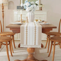 Cotton Linen Table Runner with Tassels – 35x300cm Table Linen & Runners Table Runners