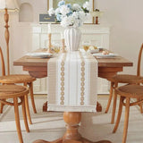 Cotton Linen Table Runner with Tassels – 35x300cm Table Linen & Runners Table Runners