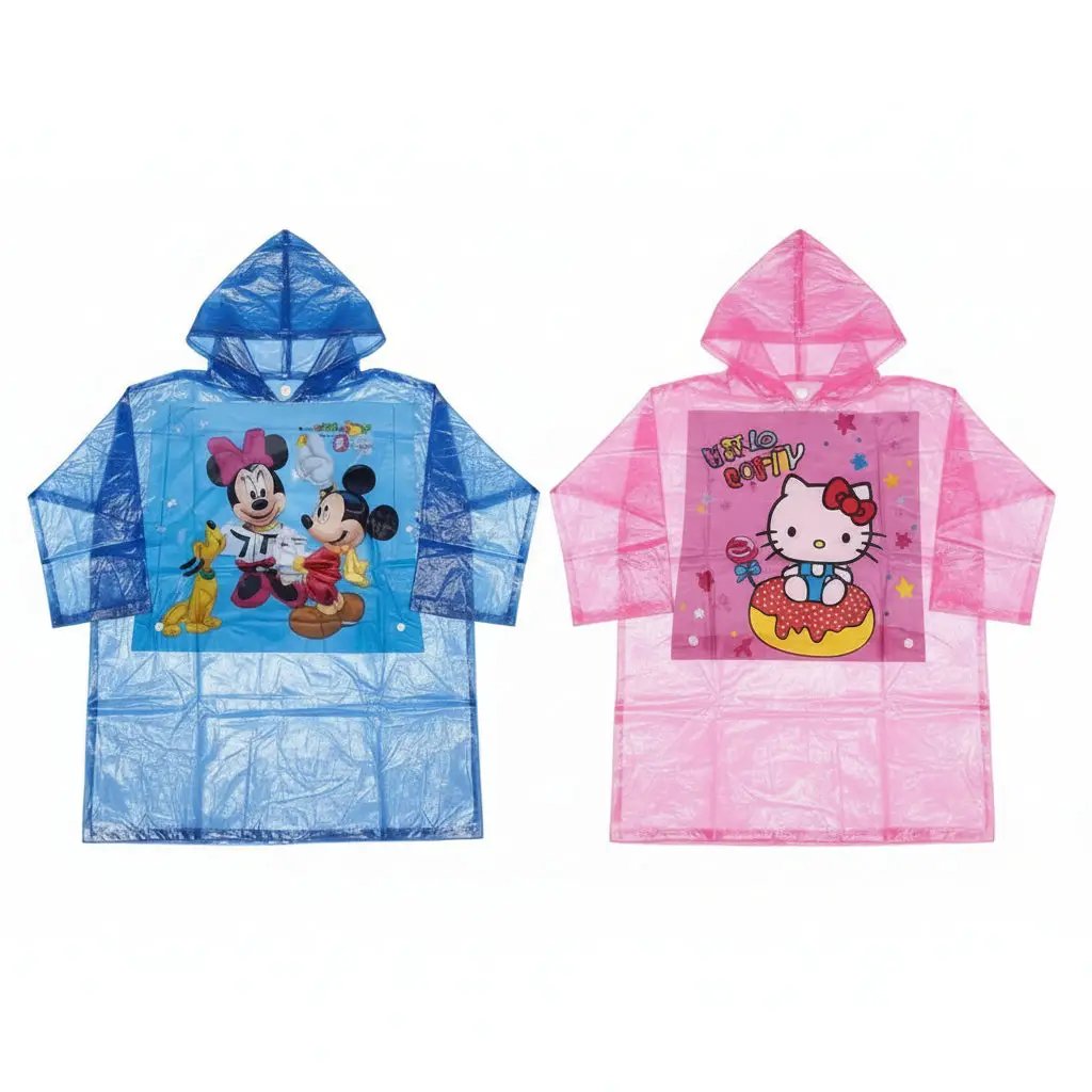 Cartoon Themed Kids Raincoat with Extendable Bag Space Kids Rainwear Rain Coats