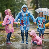 Cartoon Themed Kids Raincoat with Extendable Bag Space Kids Rainwear Rain Coats