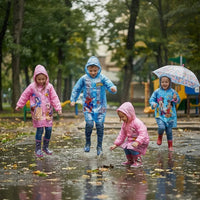 Cartoon Themed Kids Raincoat with Extendable Bag Space Kids Rainwear Rain Coats
