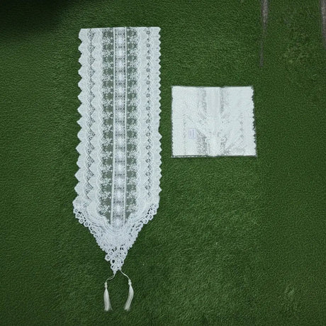White Lace Embroidered Floral Table Runner – 35x210cm Table Linen Table Runners