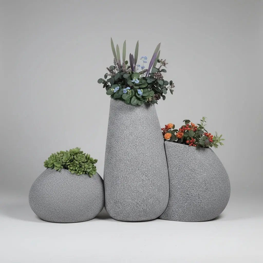 Modern Three Piece Decorative Floor Vase Set For Living Rooms Home Décor & Vases Vases