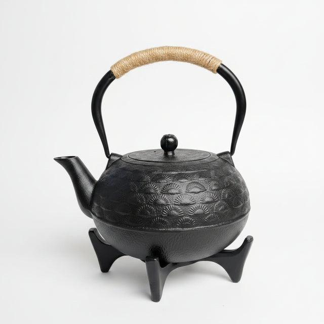 Japanese Cast Iron Tetsubin Kettle 1600ml Hobnail Rope Handle with Trivet Stand Kitchen & Dining Stovetop Kettles