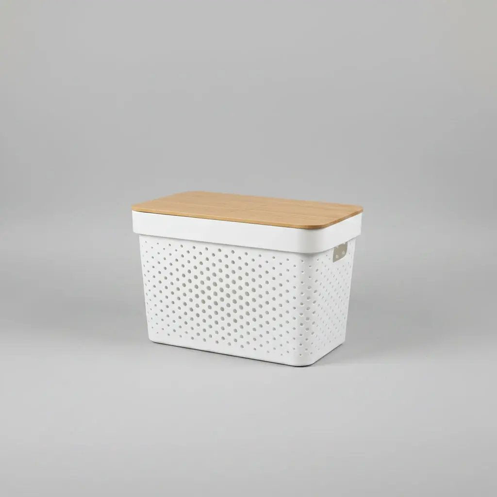 Modern Storage Basket with Bamboo Lid Storage & Organisation Household Storage Baskets