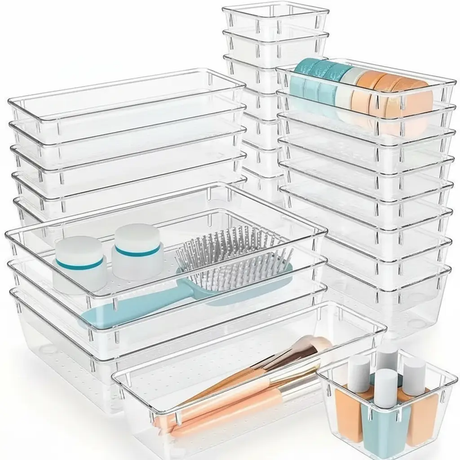 25 Pcs Drawer Organizer Set Stackable Storage & Organisation Household Drawer Organizer Inserts