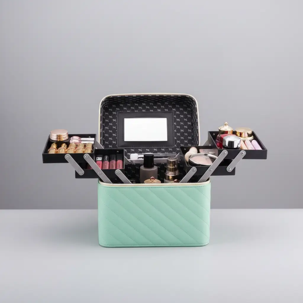 2 Tier Make Up Box Beauty & Organisation Train Cases