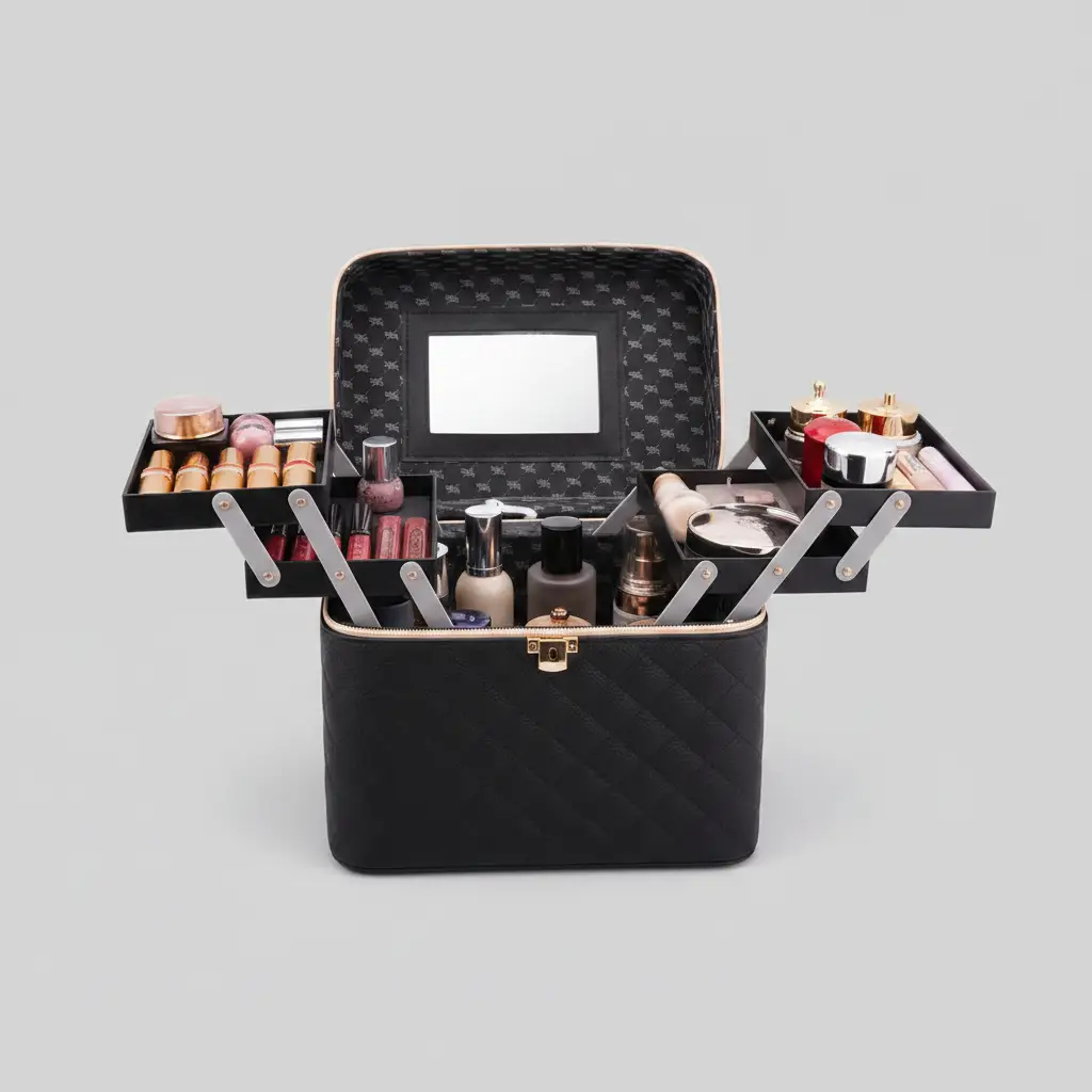 2 Tier Make Up Box Beauty & Organisation Train Cases