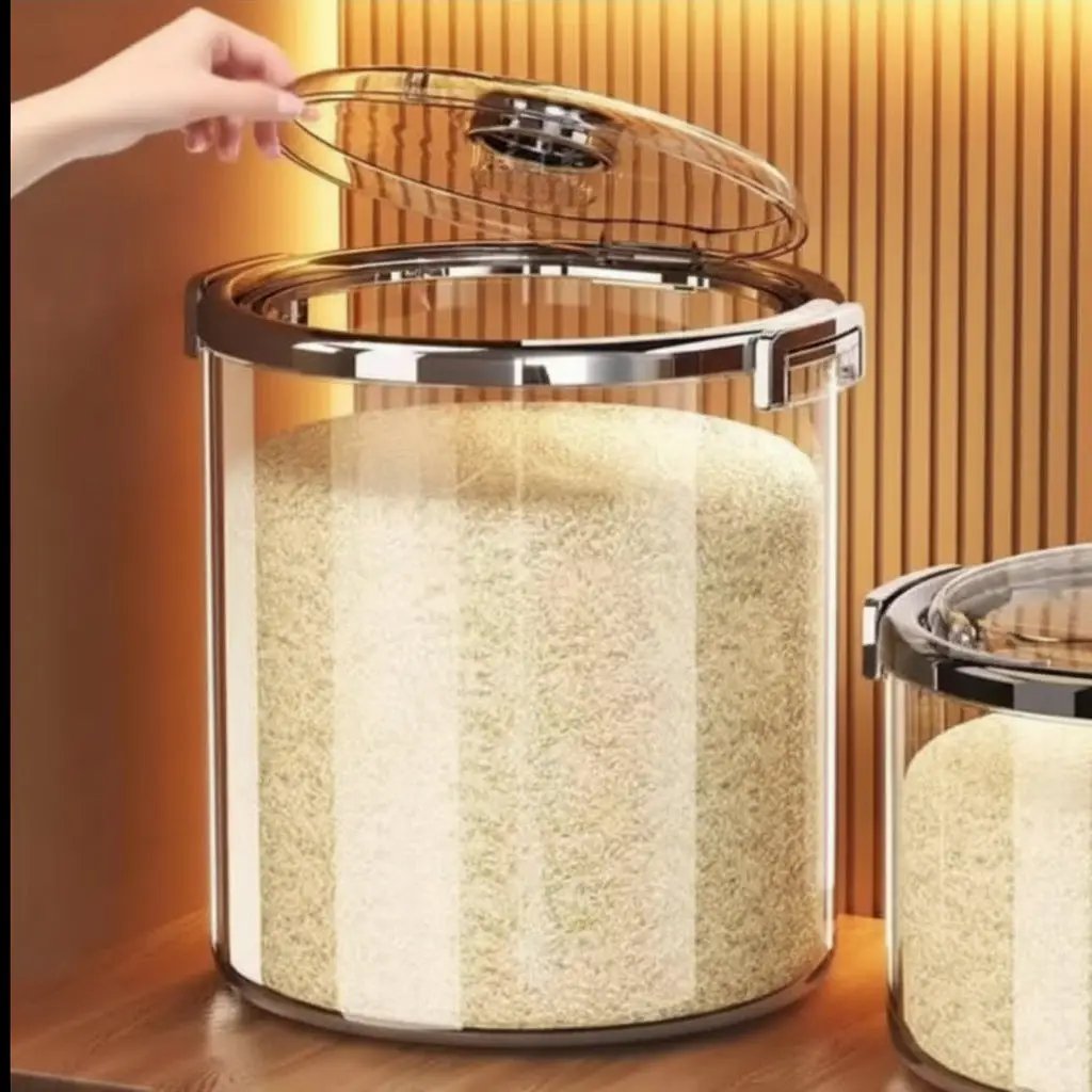 Acrylic Airtight Rice Bucket – 5kg Kitchen Storage Food Storage Containers