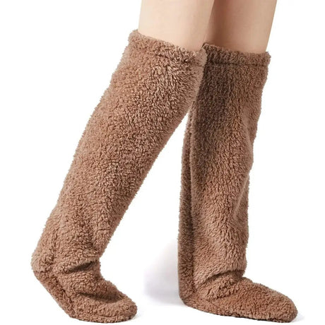 Over-Knee Fuzzy Plush Slipper Stockings Clothing & Accessories Knee Socks