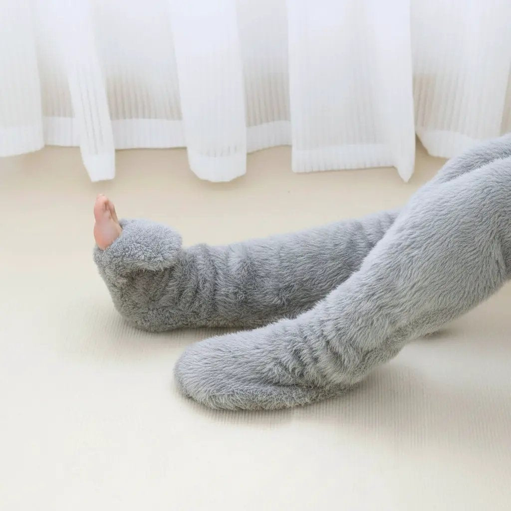 Over-Knee Fuzzy Plush Slipper Stockings Clothing & Accessories Knee Socks