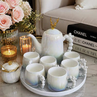 12pc Gold Deer Lid Accent Porcelain Tea Set Kitchenware Tea Sets