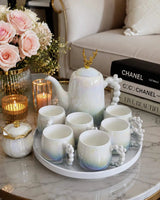 12pc Gold Deer Lid Accent Porcelain Tea Set Kitchenware Tea Sets