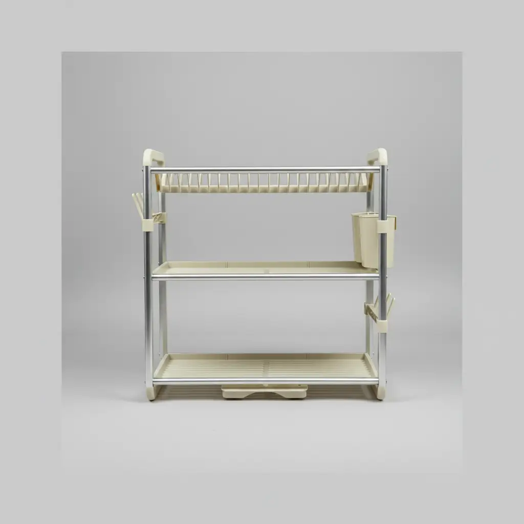 3-Tier Dish Drying Rack – Gold Aluminium Kitchenware Dish Racks
