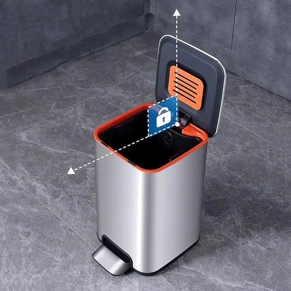 Stainless Steel Pedal Dustbin with Inner Bin Home & Kitchen Trash Cans