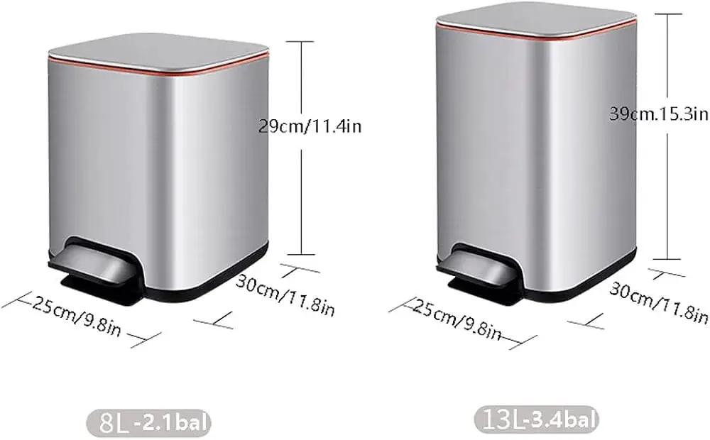 Stainless Steel Pedal Dustbin with Inner Bin Home & Kitchen Trash Cans