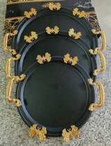 3pcs Stainless Steel Serving Trays with Gold Handles Serving Tray Serving Trays