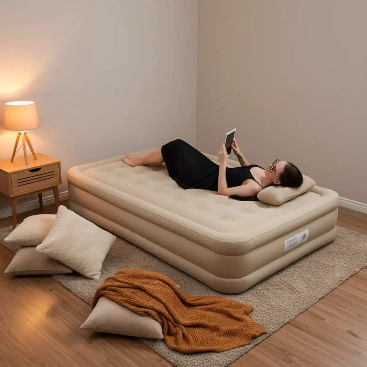 Queen Size Inflatable Airbed with Built-In Pump Airbed Air Beds