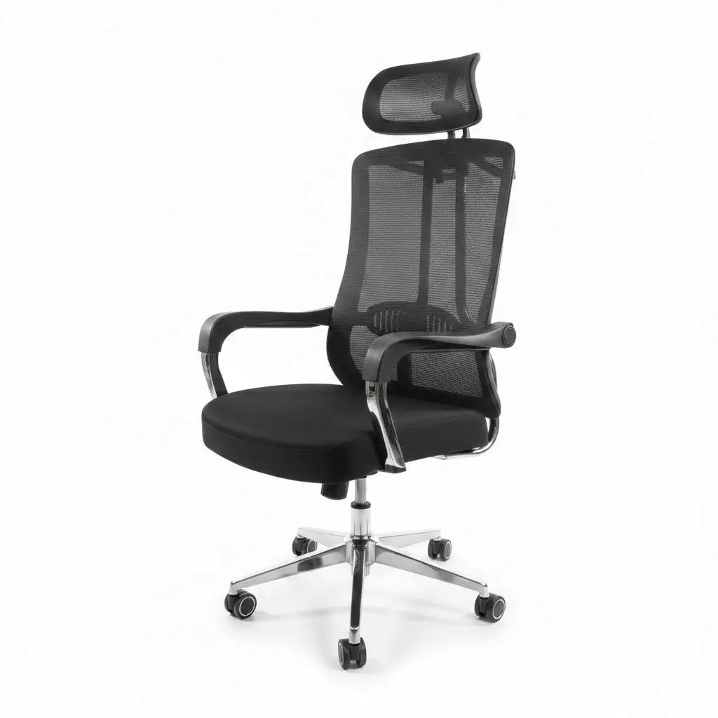 High-Back Mesh Office Chair with Headrest & Chrome Frame Office Chair Office Chairs