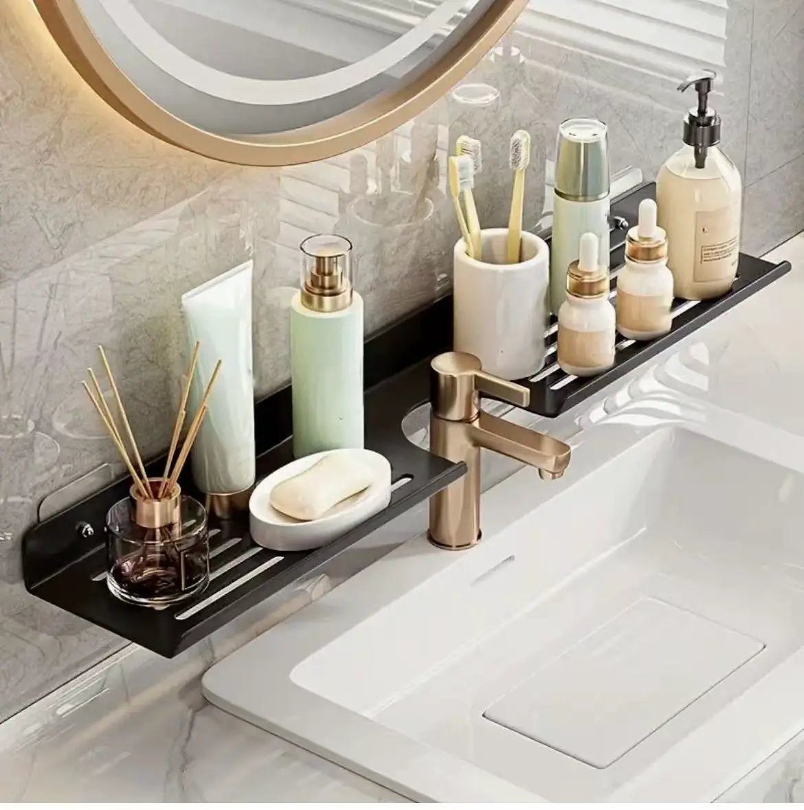 Wall-Mounted Bathroom Storage Rack Bathroom Accessories Wall-Mounted Caddies