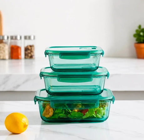 3pc Glass Food Container Set Food Storage Food Storage Containers