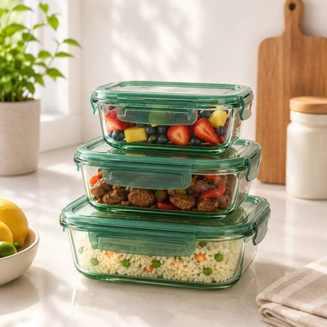 3pc Glass Food Container Set Food Storage Food Storage Containers