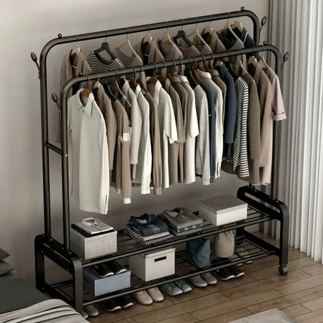 Heavy-Duty Double Rail Clothes Rack Storage & Organisation Garment Racks