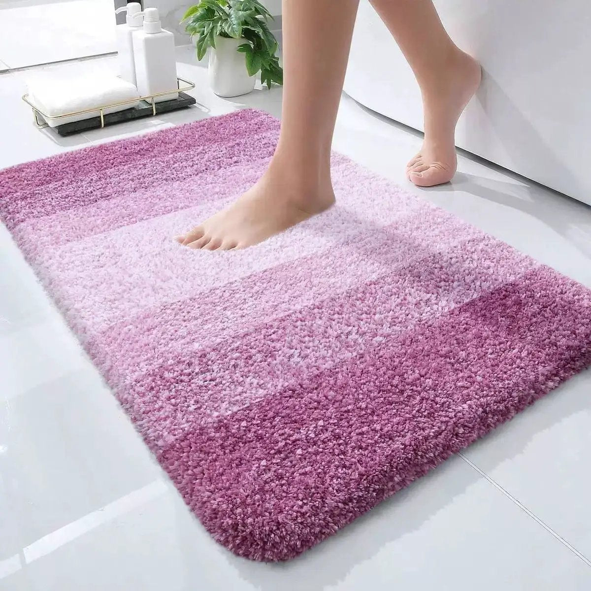 Shaggy Striped Bathroom Mat 50x80cm Bathroom Accessories Bath Mats & Rugs