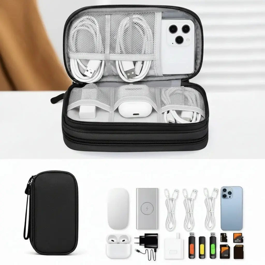 Double Layer Travel Cable Organiser Bag Travel Accessories Travel Pouches