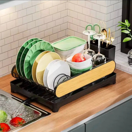 Compact Dish Drying Rack with Drainage Spout Dish Rack Dish Racks