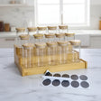 15-Piece Glass Spice Jar Set with Bamboo Stand spice organizers Food Storage Containers