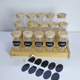 15-Piece Glass Spice Jar Set with Bamboo Stand spice organizers Food Storage Containers