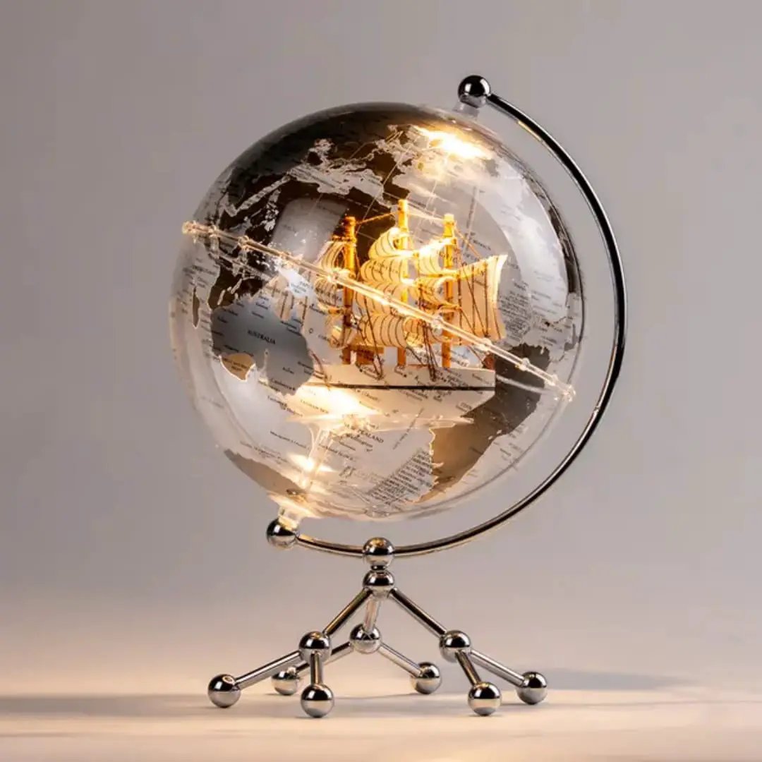 LED Illuminated World Globe with Metal Stand Decor Desktop Globes